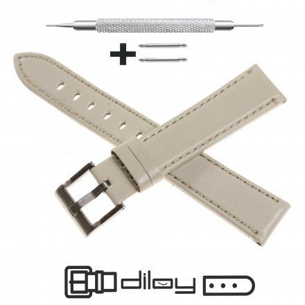 Pasek DILOY Fashion 373.24.07 Skórzany Szary 24 mm - GRATIS dwa teleskopy i narzędzie