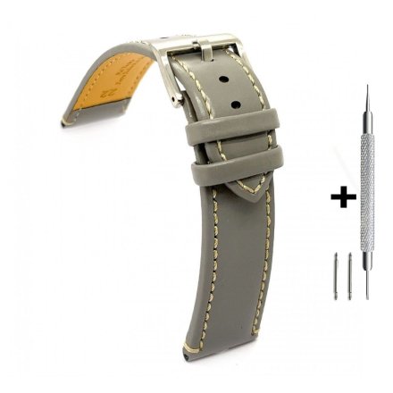Pasek DILOY Fashion 373.24.07 Skórzany Szary 24 mm - GRATIS dwa teleskopy i narzędzie