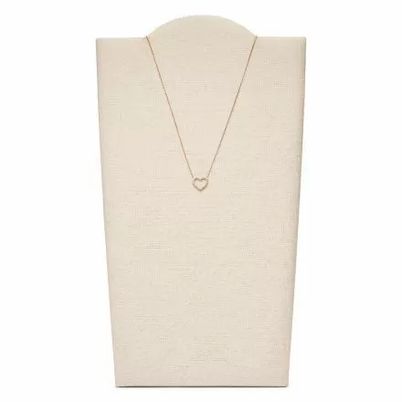 Różowozłoty naszyjnik damski Fossil serce z kryształkami JF03086791