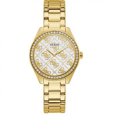 Złoty zegarek damski Guess Sugar z bransoletką GW0001L2