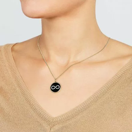 Złoto-czarny naszyjnik Fossil znak nieskończoności JF03298710
