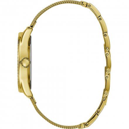 Złoty zegarek damski Guess Tri Glitz z bransoletką mesh i kryształkami W1142L2