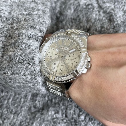Srebrny zegarek damski Guess Frontier z kryształkami W1156L1