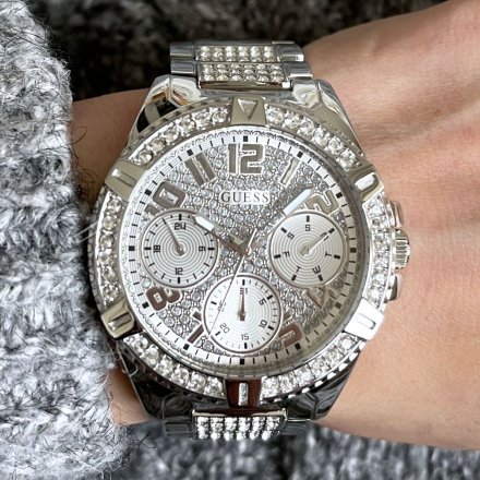 Srebrny zegarek damski Guess Frontier z kryształkami W1156L1