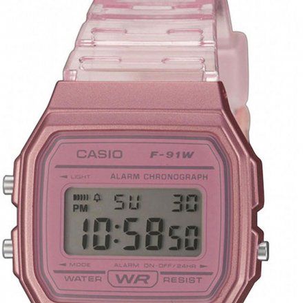 Różowy zegarek Casio Sport F-91WS-4EF + TOREBKA KOMUNIJNA