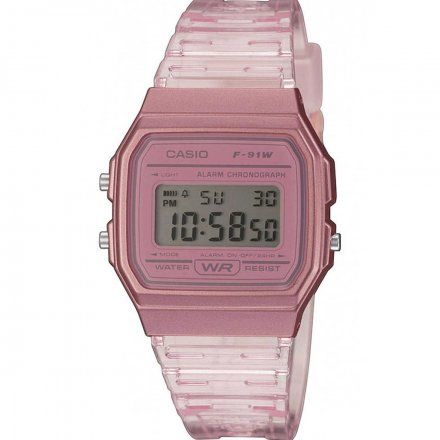 Różowy zegarek Casio Sport F-91WS-4EF + TOREBKA KOMUNIJNA