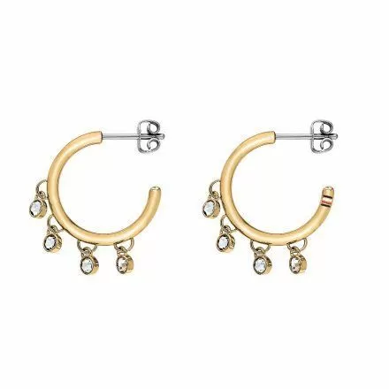 Złote kolczyki Tommy Hilfiger koła z kryształkami wiszącymi 2780232