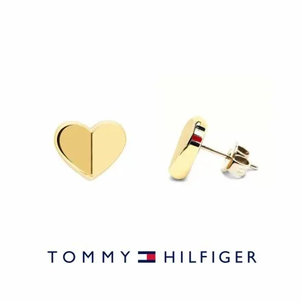 Złote kolczyki serca Tommy Hilfiger wkrętki 2780300