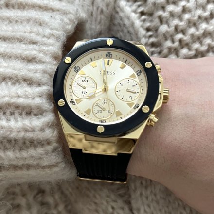 Czarno-złoty zegarek Guess Athena z czarnym paskiem GW0030L2