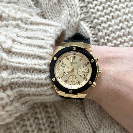 Czarno-złoty zegarek Guess Athena z czarnym paskiem GW0030L2
