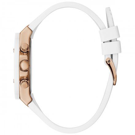 Różowozłoty zegarek Guess Athena z białym paskiem GW0030L3 