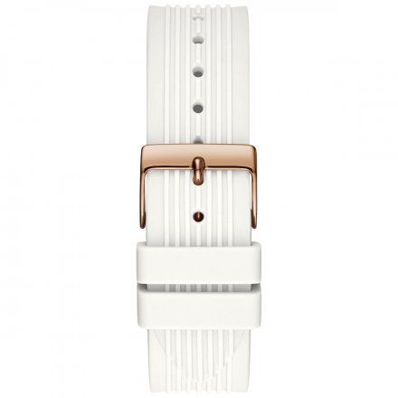 Różowozłoty zegarek Guess Athena z białym paskiem GW0030L3 