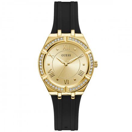 Czarno-złoty zegarek damski Guess Cosmo z kryształami GW0034L1