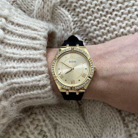Czarno-złoty zegarek damski Guess Cosmo z kryształami GW0034L1