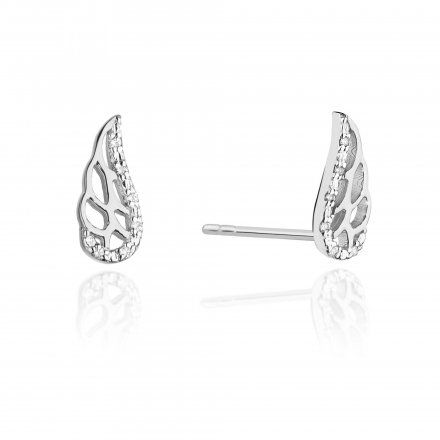 Biżuteria SAXO 14K Kolczyki z diamentami 0,06ct CK-01 Białe Złoto