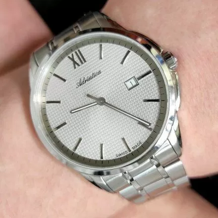 Zegarek Męski Adriatica na bransolecie A1290.5163Q  Zegarek Kwarcowy Swiss Made