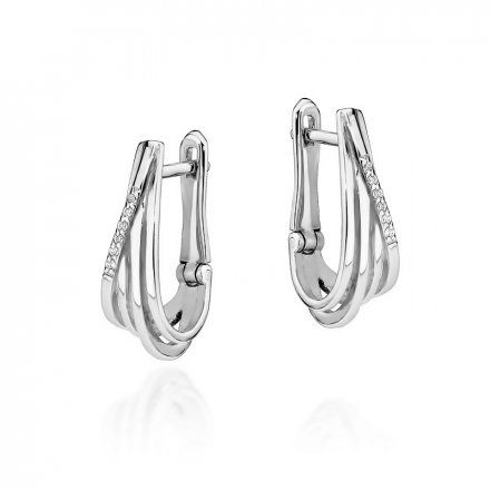 Biżuteria SAXO 14K Kolczyki z diamentami 0,06ct KO-5 Białe Złoto