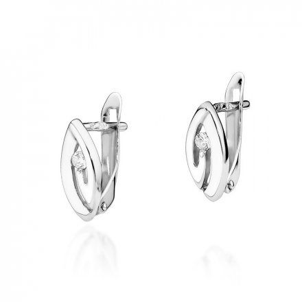 Biżuteria SAXO 14K Kolczyki z diamentami 0,10ct KO-8 Białe Złoto