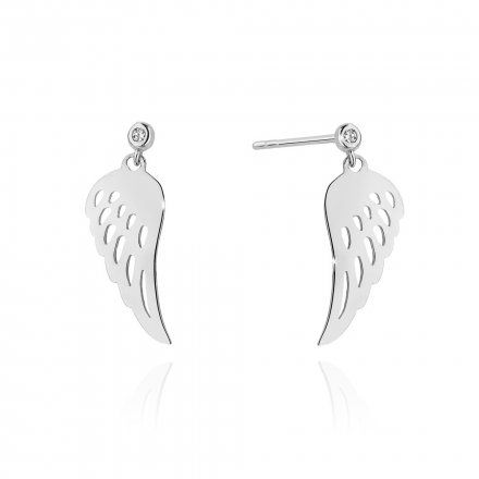 Biżuteria SAXO 14K Kolczyki z diamentami 0,03ct CK-12 Białe Złoto