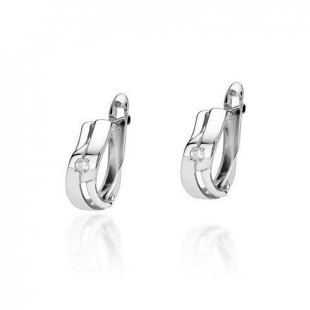 Biżuteria SAXO 14K Kolczyki z diamentami 0,08ct KO-17 Białe Złoto
