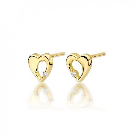 Biżuteria SAXO 14K Kolczyki z diamentami 0,02ct CK-20 Złoto