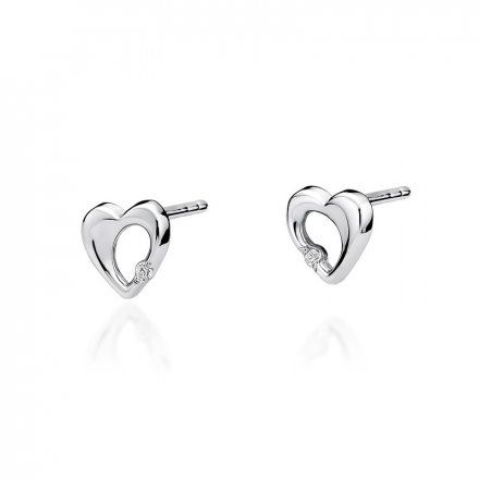 Biżuteria SAXO 14K Kolczyki z diamentami 0,02ct CK-20 Białe Złoto