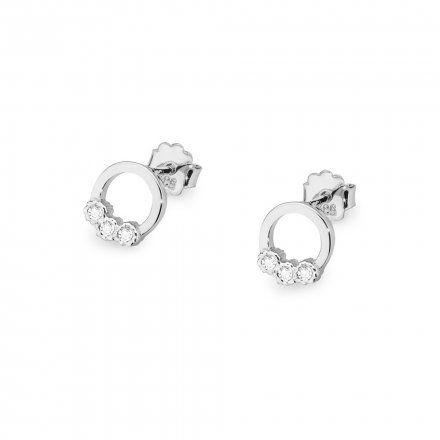 Biżuteria SAXO 14K Kolczyki z diamentami 0,05ct CK-20 Białe Złoto