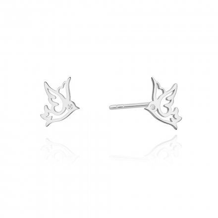 Biżuteria SAXO 14K Kolczyki z diamentami 0,03ct KO-23 Białe Złoto