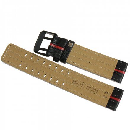 Pasek do zegarka Vostok Europe Pasek Expedition 2009 - Skóra 22mm czarny z czerwonym środkiem