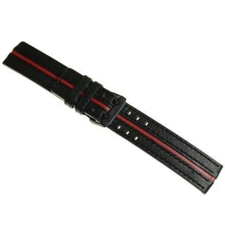 Pasek do zegarka Vostok Europe Pasek Expedition 2009 - Skóra 22mm czarny z czerwonym środkiem