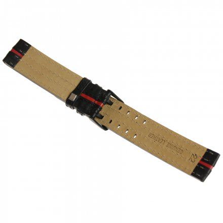 Pasek do zegarka Vostok Europe Pasek Expedition 2009 - Skóra 22mm czarny z czerwonym środkiem