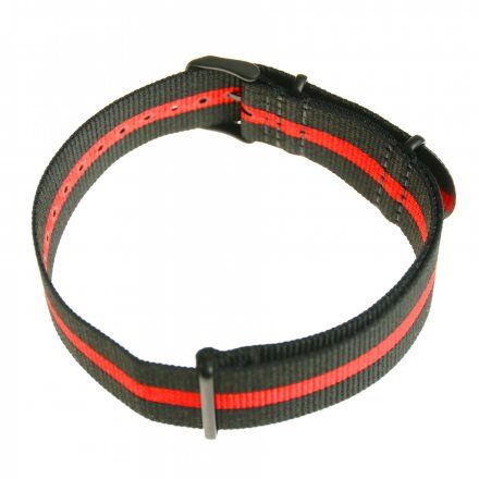 Pasek do zegarka Vostok Europe Pasek Expedition - Nylon (4194) czarny z czerwonym środkiem czarna klamra