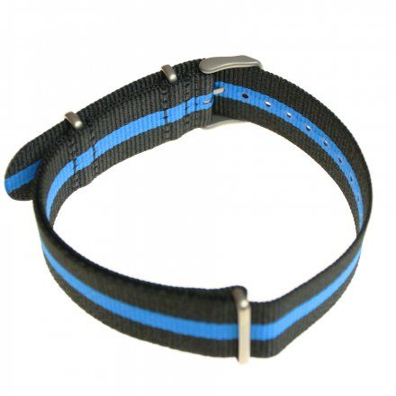 Pasek do zegarka Vostok Europe Pasek Expedition - Nylon (5195) czarny z niebieskim środkiem matowa klamra
