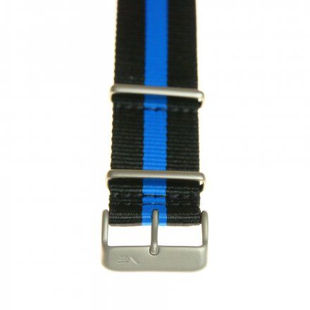 Pasek do zegarka Vostok Europe Pasek Expedition - Nylon (5195) czarny z niebieskim środkiem matowa klamra