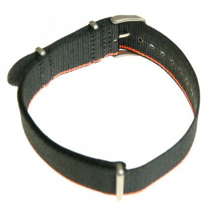 Pasek do zegarka Vostok Europe Pasek Expedition - Nylon (7242) czarny z pomarańczowym bokiem matowa klamra