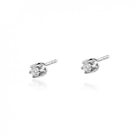 Biżuteria SAXO 14K Kolczyki z diamentami 0,16ct KO-32 Białe Złoto