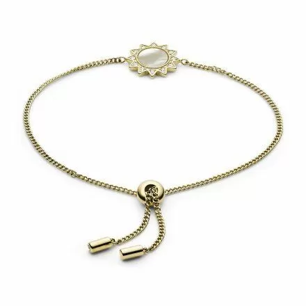 Złota bransoletka Fossil zawieszka słońce z masa perłową JF03424710