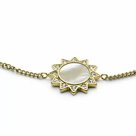 Złota bransoletka Fossil zawieszka słońce z masa perłową JF03424710