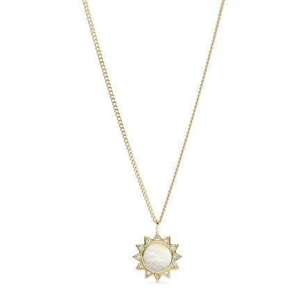 Złoty naszyjnik Fossil zawieszka słońce z masą perłową JF03425710