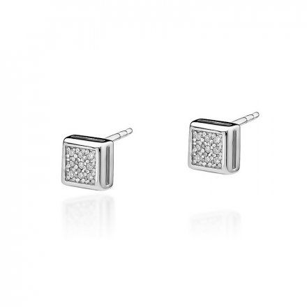 Biżuteria SAXO 14K Kolczyki z diamentami 0,09ct KO-36 Białe Złoto