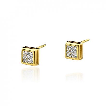 Biżuteria SAXO 14K Kolczyki z diamentami 0,09ct KO-36 Złoto