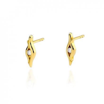 Biżuteria SAXO 14K Kolczyki z diamentami 0,08ct KO-48 Złoto