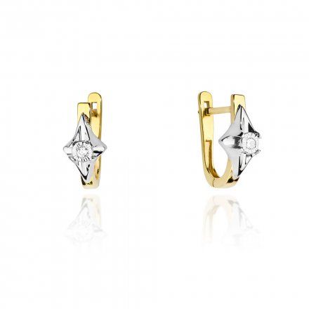 Biżuteria SAXO 14K Kolczyki z diamentami 0,06ct KO-56 Złoto