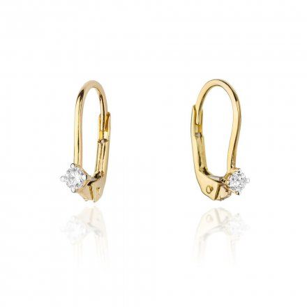 Biżuteria SAXO 14K Kolczyki z diamentami 0,08ct KO-57 Złoto