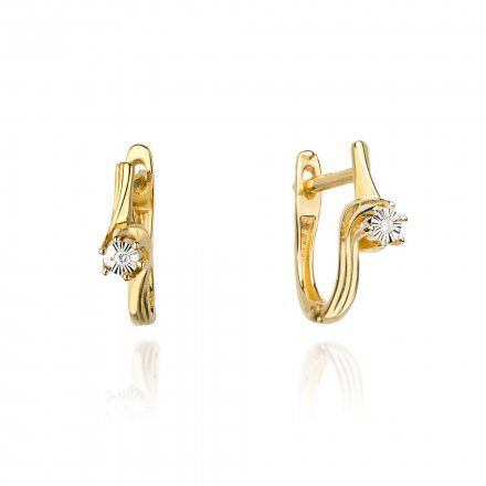 Biżuteria SAXO 14K Kolczyki z diamentami 0,02ct KO-63 Złoto