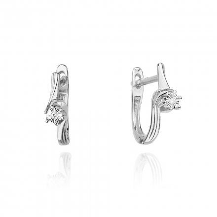 Biżuteria SAXO 14K Kolczyki z diamentami 0,02ct KO-63 Białe Złoto