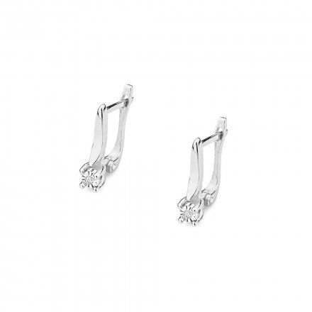 Biżuteria SAXO 14K Kolczyki z diamentami 0,02ct KO-65 Białe Złoto