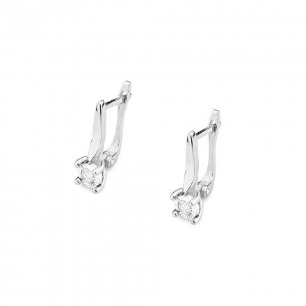 Biżuteria SAXO 14K Kolczyki z diamentami 0,16ct KO-65 Białe Złoto