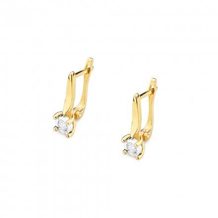 Biżuteria SAXO 14K Kolczyki z diamentami 0,16ct KO-65 Złoto