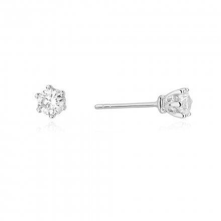 Biżuteria SAXO 14K Kolczyki z diamentami 0,30ct KO-68 Białe Złoto